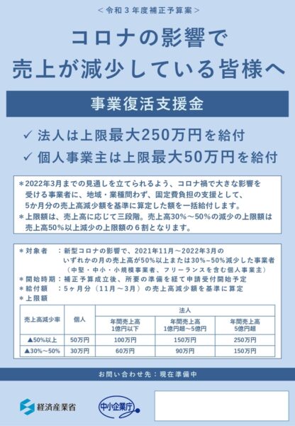 事業復活支援金のチラシ